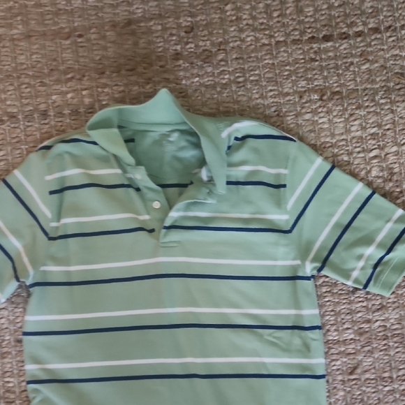 St. John's Bay Mint and Navy Striped Polo - Picture 4 of 5